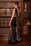 Shop_Cherie D_Black Tulle Embroidery Floral Off Paradox Noir Pre-draped Saree With Blouse _at_Aza_Fashions