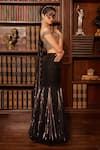 Buy_Cherie D_Black Tulle Embroidery Floral Off Paradox Noir Pre-draped Saree With Blouse _Online_at_Aza_Fashions