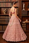 Cherie D_Pink Tulle Embroidery Floral Sweetheart Paramour Pearl Lehenga With Blouse _Online_at_Aza_Fashions