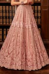 Cherie D_Pink Tulle Embroidery Floral Sweetheart Paramour Pearl Lehenga With Blouse _Online