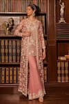 Buy_Cherie D_Ivory Silk Embroidery Floral Jacket Round Revelation Pearl And Sharara Set _Online_at_Aza_Fashions