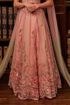 Shop_Cherie D_Pink Silk Embroidery Crystal Accents Off Shoulder Secret Garden Lehenga Set 