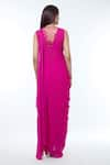 Shop_Vivek Patel_Fuchsia Georgette Embellished 3d Floral High Draped Gown _at_Aza_Fashions