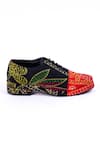 Shop_Jeetinder Sandhu_Multi Color Kantha Embroidered Blocked Shoes _at_Aza_Fashions