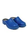 Buy_Jeetinder Sandhu_Blue Seam Stitch Leather Mules _at_Aza_Fashions