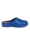 Shop_Jeetinder Sandhu_Blue Seam Stitch Leather Mules _at_Aza_Fashions