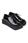 Buy_Jeetinder Sandhu_Black Leather Mismatched Shoes _at_Aza_Fashions