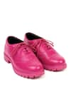 Buy_Jeetinder Sandhu_Pink Leather Brogue Cutwork Pattern Shoes _at_Aza_Fashions