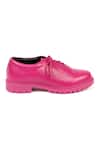 Shop_Jeetinder Sandhu_Pink Leather Brogue Cutwork Pattern Shoes _at_Aza_Fashions