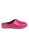 Shop_Jeetinder Sandhu_Pink Leather Seam Stitch Detail Mules _at_Aza_Fashions