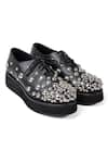 Buy_Jeetinder Sandhu_Black Metal Studs Leather Embellished Shoes _at_Aza_Fashions