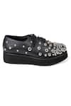 Shop_Jeetinder Sandhu_Black Metal Studs Leather Embellished Shoes _at_Aza_Fashions