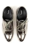 Buy_Jeetinder Sandhu_Grey Rexine Brogue Cutwork Pattern Shoes _Online_at_Aza_Fashions