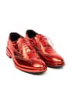 Buy_Jeetinder Sandhu_Red Rexine Brogue Cutwork Shoes _at_Aza_Fashions