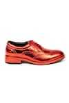 Shop_Jeetinder Sandhu_Red Rexine Brogue Cutwork Shoes _at_Aza_Fashions