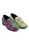 Buy_Jeetinder Sandhu_Green Upcycled Vintage Printed Loafers _at_Aza_Fashions