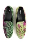 Shop_Jeetinder Sandhu_Green Upcycled Vintage Printed Loafers _at_Aza_Fashions