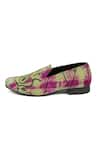 Shop_Jeetinder Sandhu_Green Upcycled Vintage Printed Loafers _Online_at_Aza_Fashions