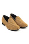 Buy_Jeetinder Sandhu_Yellow Jacquard Geometric Pattern Loafers _at_Aza_Fashions