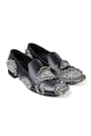 Buy_Jeetinder Sandhu_Black Paisley Motif Hand Stitched Loafers _at_Aza_Fashions