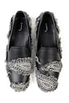 Shop_Jeetinder Sandhu_Black Paisley Motif Hand Stitched Loafers _at_Aza_Fashions