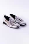 Buy_Jeetinder Sandhu_Silver Rexine Tasseled Loafers _at_Aza_Fashions