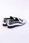 Jeetinder Sandhu_Silver Rexine Tasseled Loafers _Online_at_Aza_Fashions