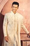 Alaya Advani_Off White Viscose Satin Embroidered Pearl Floral Sherwani Set _at_Aza_Fashions