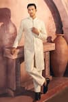 Alaya Advani_Off White Viscose Satin Embroidered Pearl Floral Sherwani Set _Online