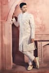 Alaya Advani_Pink Silk Embroidered Sequin Floral Sherwani And Pant Set _Online