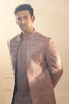 Shop_Alaya Advani_Purple Silk Blend Embroidered Thread Sherwani Jacket Set _at_Aza_Fashions