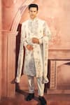 Buy_Alaya Advani_Off White Polyester Viscose Blend Indonesia Floral Sherwani Jacket Set _at_Aza_Fashions