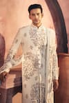 Shop_Alaya Advani_Off White Polyester Viscose Blend Indonesia Floral Sherwani Jacket Set _Online_at_Aza_Fashions