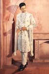 Alaya Advani_Off White Polyester Viscose Blend Indonesia Floral Sherwani Jacket Set _at_Aza_Fashions