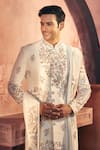 Alaya Advani_Off White Polyester Viscose Blend Indonesia Floral Sherwani Jacket Set _Online