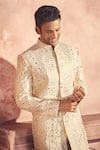 Buy_Alaya Advani_Cream Silk Embroidered Foil Work Sherwani And Pant Set _Online_at_Aza_Fashions