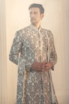 Alaya Advani_Off White Silk Embroidered Bead Jaal Work Sherwani Pant Set _at_Aza_Fashions