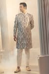 Alaya Advani_Off White Silk Embroidered Bead Jaal Work Sherwani Pant Set _Online