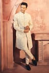 Alaya Advani_White Silk Embroidered Sequin Sherwani And Pant Set _Online