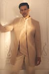 Buy_Alaya Advani_Beige Polyester Silk Embroidered Bead Sherwani And Pant Set _Online