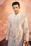 Buy_Alaya Advani_Pink Silk Embroidered Bead Floral Cutdana Sherwani And Pant Set 