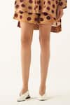 OFRIDA_Yellow Cotton Linen Print Polka Dot Sundae Shorts _Online_at_Aza_Fashions