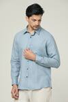 Buy_Arihant Rai Sinha_Grey Linen Pocket Detail Button Down Shirt _at_Aza_Fashions