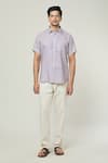 Shop_Arihant Rai Sinha_Purple Linen Solid Plain Collared Shirt _Online_at_Aza_Fashions