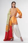 Buy_Debyani + Co_Orange Embroidered Floral Round Kurta Salwar Set _at_Aza_Fashions