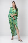 Buy_SIARRA_Green Printed Tropical V Neck Kaftan _Online_at_Aza_Fashions