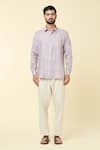 Arihant Rai Sinha_Purple Linen Plain Full Sleeve Shirt _Online_at_Aza_Fashions