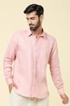 Buy_Arihant Rai Sinha_Pink Linen Plain Shirt _at_Aza_Fashions