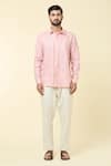 Arihant Rai Sinha_Pink Linen Plain Shirt _Online_at_Aza_Fashions