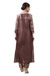 Shop_Bhavik Shah_Brown Dupatta  Soft Organza, Kurta  Chanderi Hand Embroidered A-line Set _at_Aza_Fashions